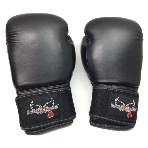 Century I Love Kickboxing ILKB 12 oz Unisex Adult Black Kickboxing Gloves W/wrap - Picture 1 of 14